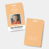 Peach Modern ID Card Business Mitarbeiter Ausweis (Vorder- & Rückseite)