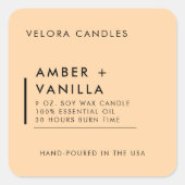 Peach Modern Minimalistisch Candle Label Aufkleber (Vorderseite)