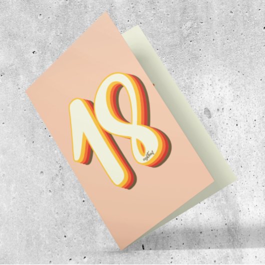 Peach Modern Retro Groovy 18. Geburtstag Karte