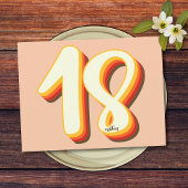 Peach Modern Retro Groovy 18. Geburtstag Postkarte