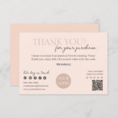 Peach Modern Script QR Code, Danke Business Begleitkarte (Vorne/Hinten)