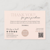Peach Modern Script QR Code, Danke Business Begleitkarte (Vorderseite)