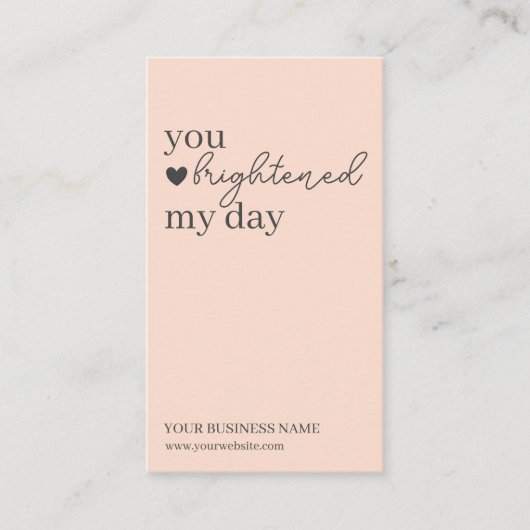 Peach Modern Script QR Code, vielen Dank Visitenkarte (Vorderseite)