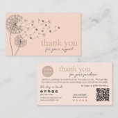 Peach Modern Script QR Code, vielen Dank Visitenkarte (Vorne/Hinten)