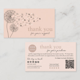 Peach Modern Script QR Code, vielen Dank Visitenkarte