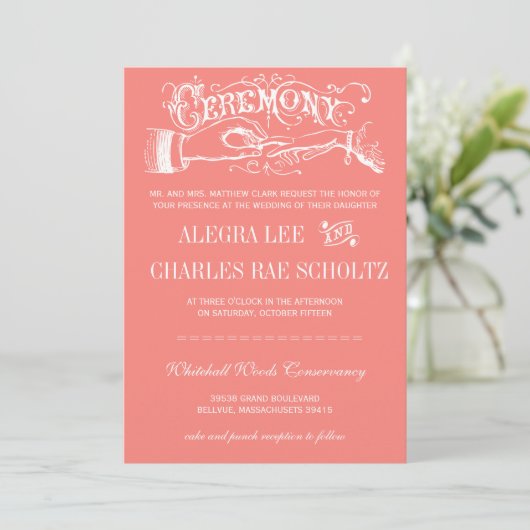 Peach Modern Typografy Chalkboard Einladungen (Stehend Vorderseite)