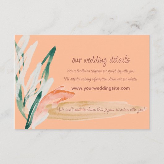 Peach Modern Wedding Begleitkarte (Vorderseite)