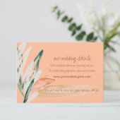 Peach Modern Wedding Begleitkarte (Stehend Vorderseite)