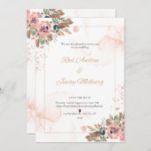 Peach Modern Wedding Einladung (Vorne/Hinten)