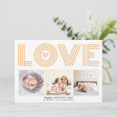 Peach moderne LIEBE Valentinstag Foto Feiertagskarte (Stehend Vorderseite)
