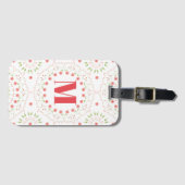 Peach Monogram Chic Floral Gepäckanhänger (Vorderseite (Horizontal))