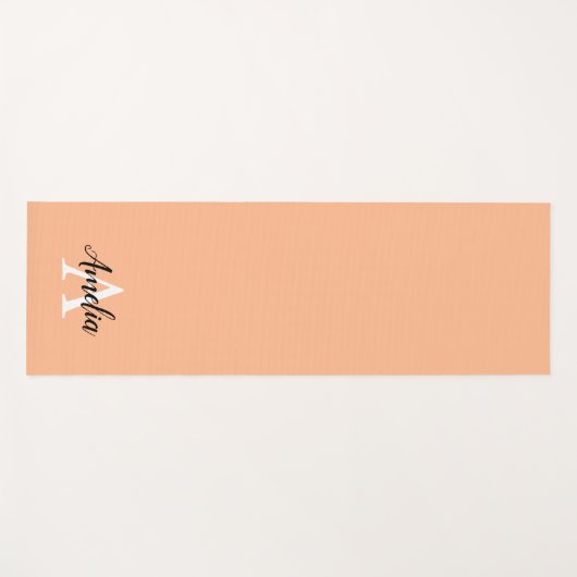 Peach Monogram Script Yoga Mat Yogamatte (Vorderseite (Horizontal))