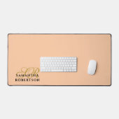 Peach Monogram Stylish Gold Black Minimalist Chic Schreibtischunterlage (Tastatur & Maus)