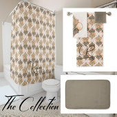 Peach Monogram Watercolor Geometric Pattern Badhandtuch Set