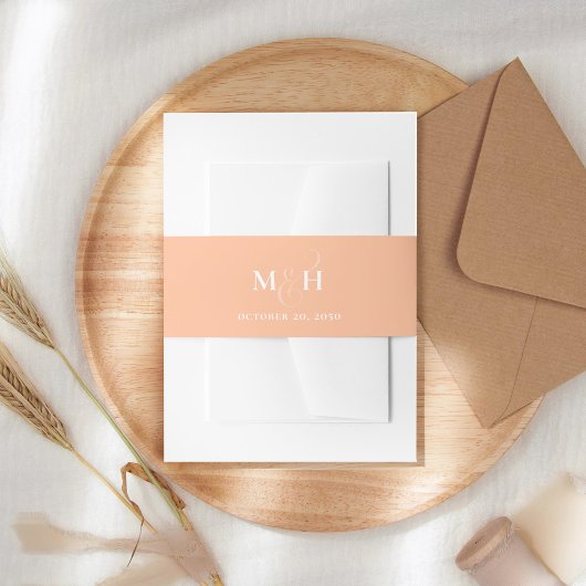 Peach Monogram Wedding Custom Einladungsbanderole