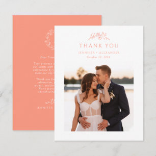 Peach Monogram Wedding Dankeskarte