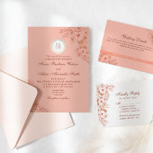Peach Monogram Wedding Einladung