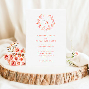 Peach Monogram Wedding Einladung