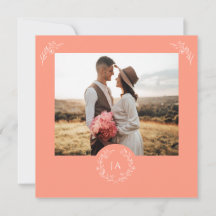 Peach Monogram Wedding Save the Date Card