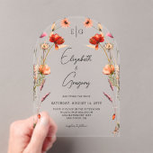 Peach Monogram Wildblume Wedding Acryleinladungen