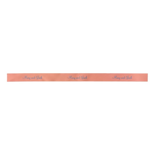 Peach Monogramm Pastell Satinband (Vorderseite)