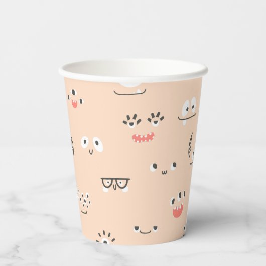 Peach Monster Eyes Partys Cup Pappbecher (Rückseite)