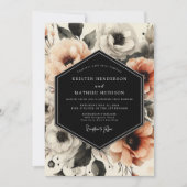 Peach Moody Bloom Wedding Einladung (Vorderseite)