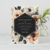 Peach Moody Bloom Wedding Einladung (Stehend Vorderseite)
