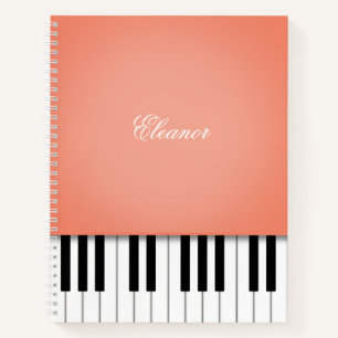 Peach Music Keyboard Custom Notebook Notizblock