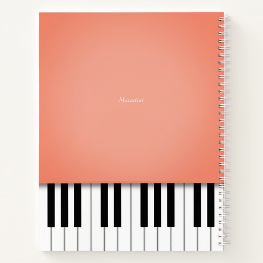 Peach Music Keyboard Custom Notebook Notizblock (Rückseite)