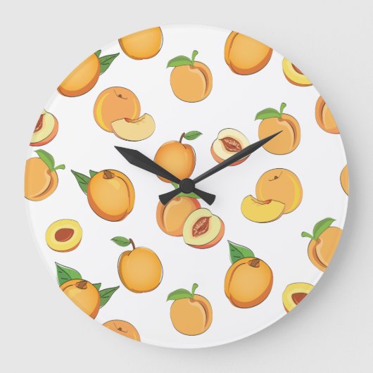 Peach-Muster Große Wanduhr (Vorderseite)