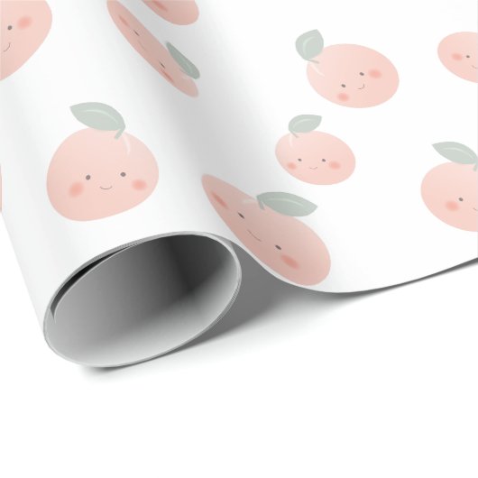 Peach Muster Niedlich Kawaii Weiß & Pink Geschenkpapier (Rolleneckpunkt)