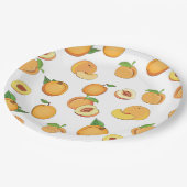 Peach-Muster Pappteller (Schrägansicht)