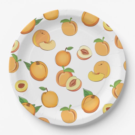 Peach-Muster Pappteller (Vorderseite)