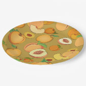 Peach-Muster Pappteller (Schrägansicht)