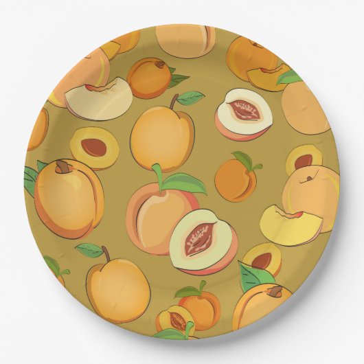 Peach-Muster Pappteller (Vorderseite)