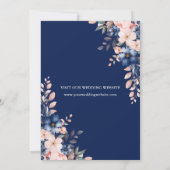 Peach Navy Blue Floral Foto Save the Date Card (Rückseite)