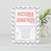 Peach Navy und Gray Zig Zag Typografy Wedding Einladung (Stehend Vorderseite)