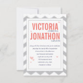 Peach Navy und Gray Zig Zag Typografy Wedding Einladung (Vorderseite)