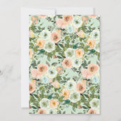 Peach Neo Mint Dusty Blue Floral Brautparty Einladung (Rückseite)