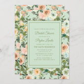 Peach Neo Mint Dusty Blue Floral Brautparty Einladung (Vorne/Hinten)
