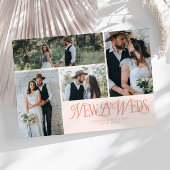 Peach Newlyweds Multi Foto Wedding Ankündigung