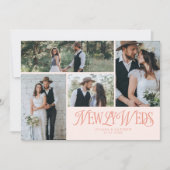 Peach Newlyweds Multi Foto Wedding Ankündigung (Vorderseite)