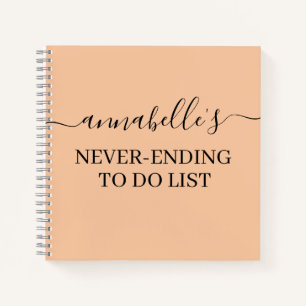 Peach nie Ending to Do List Notebook Notizblock