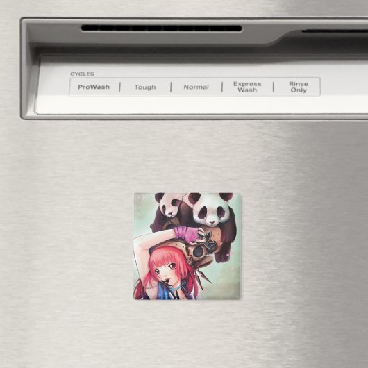 Peach Ninja Pandas Magnet (In Situ (Geschirrspüler))