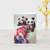 Peach Ninja Pandas Note Card Karte (Gelbe Blume)