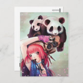 Peach Ninja Pandas Postcard Postkarte (Vorne/Hinten)