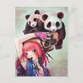 Peach Ninja Pandas Postcard Postkarte (Vorderseite)