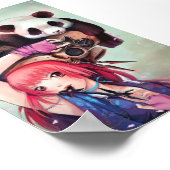 Peach Ninja Pandas Poster (Ecke)