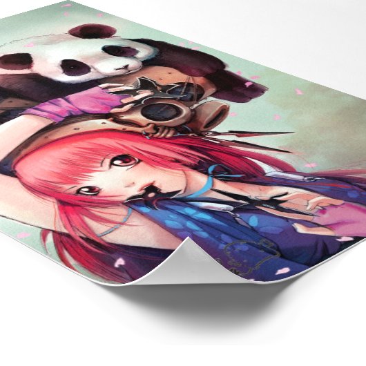 Peach Ninja Pandas Poster (Ecke)